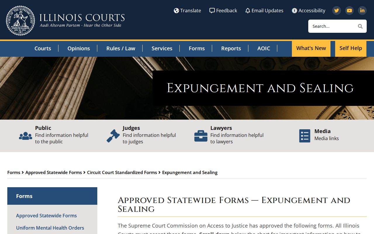 Illinois Courts forms for Effingham County arrest record relief