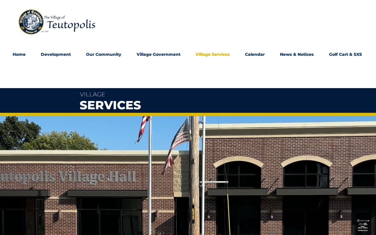 Official Teutopolis Police Department webpage with village contact and office hours