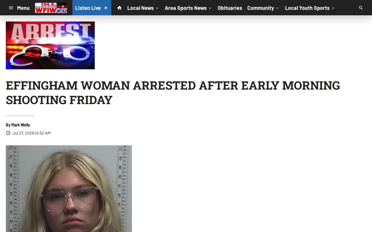 WFIW report about an Effingham Police arrest and county jail transport